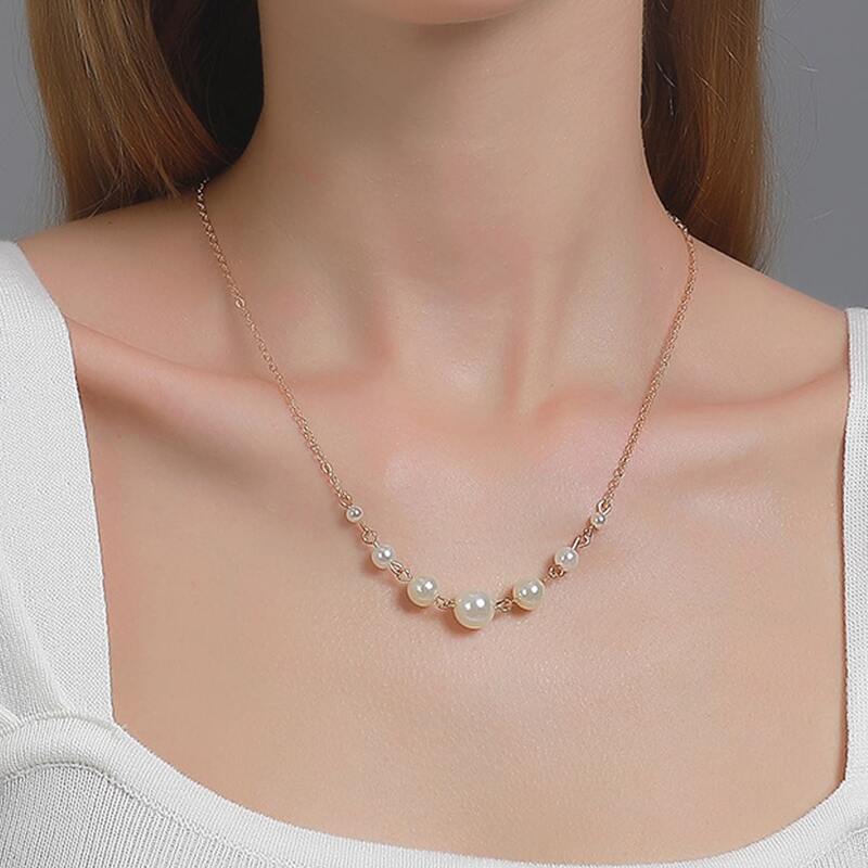 

Faux Pearl Pendant Necklace, Gold