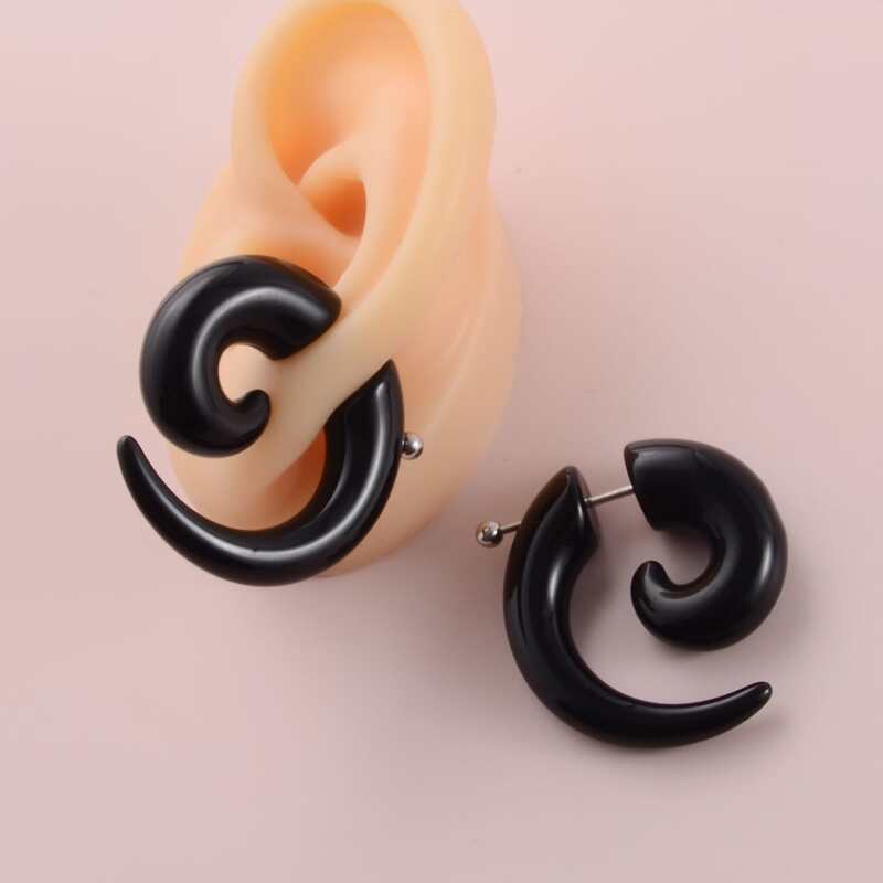 

Spiral Design Earrings, Black