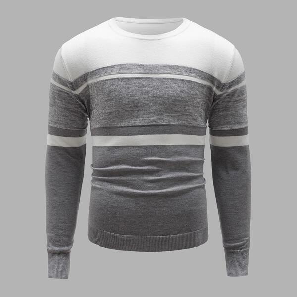 

Men Contrast Panel Crew Neck Sweater, Multicolor