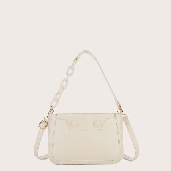 

Croc Embossed Baguette Bag, Beige