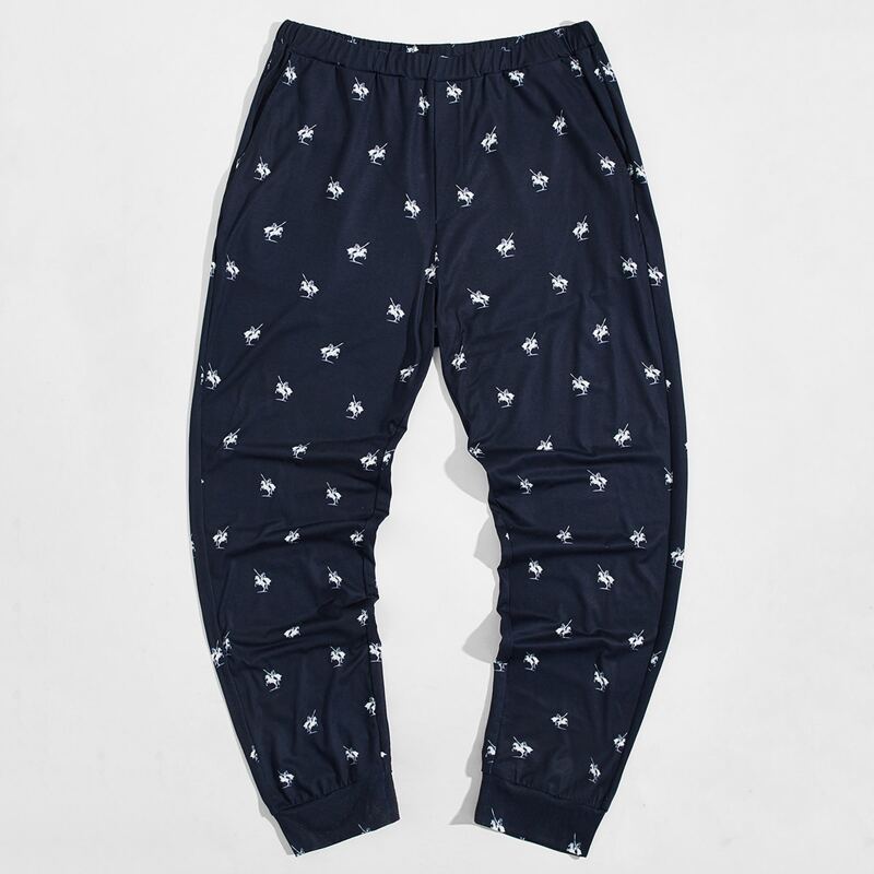 

Men Elastic Waist Slant Pocket Sleep Pants, Navy blue