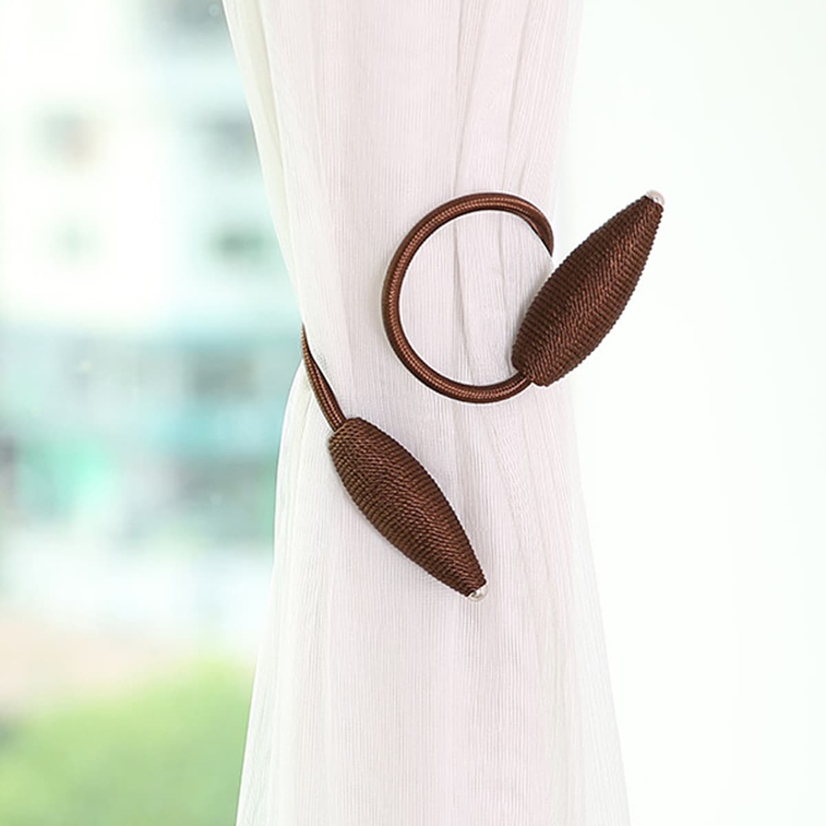 

1pc Alloy Curtain Tie Back, Coffee brown