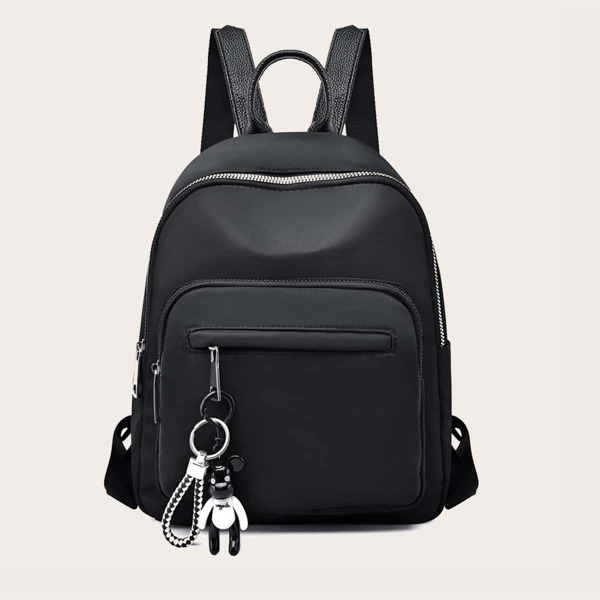 

Pocket Front Backpack With Bag Charm, Black