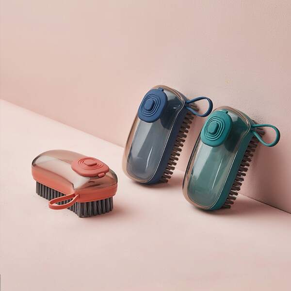 

1pc Random Cleaning Brush With Liquid Soap Dispenser, Multicolor