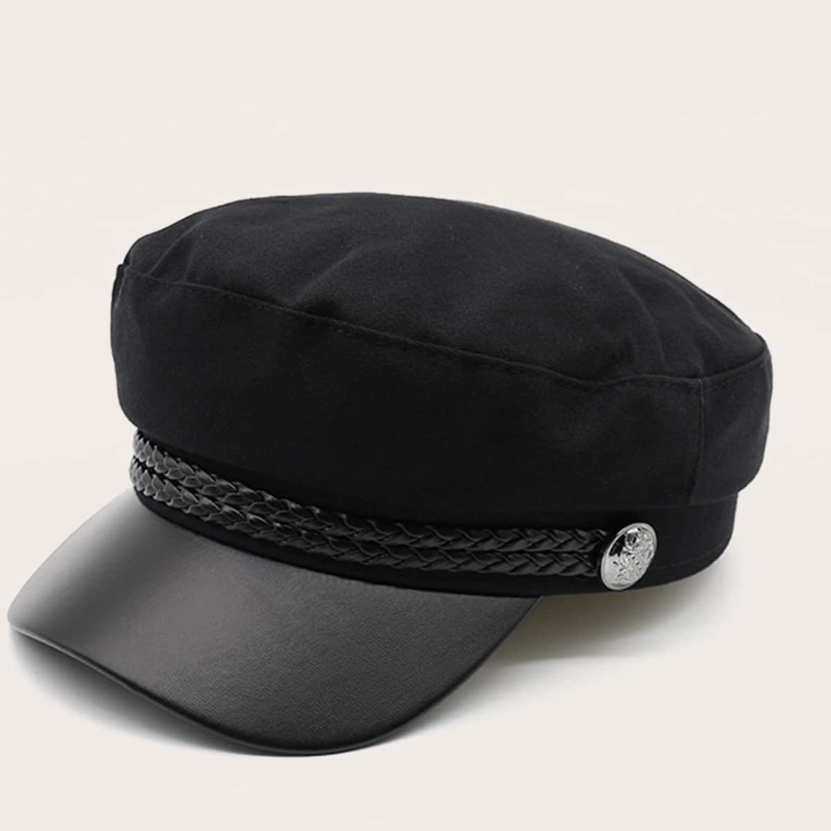 

Solid Baker Boy Cap, Black