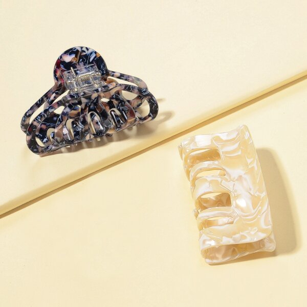 

2pcs Resin Hair Claw, Multicolor