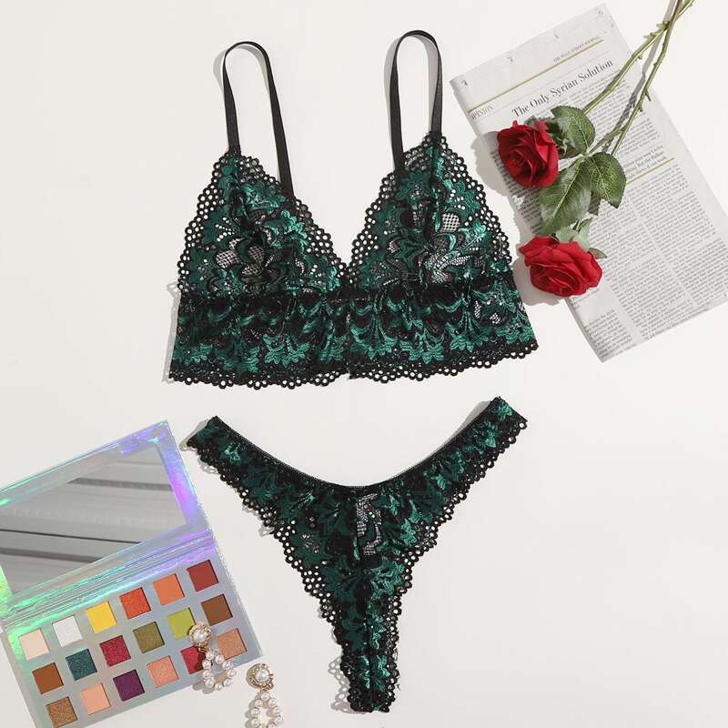 

Floral Lace Lingerie Set, Multicolor