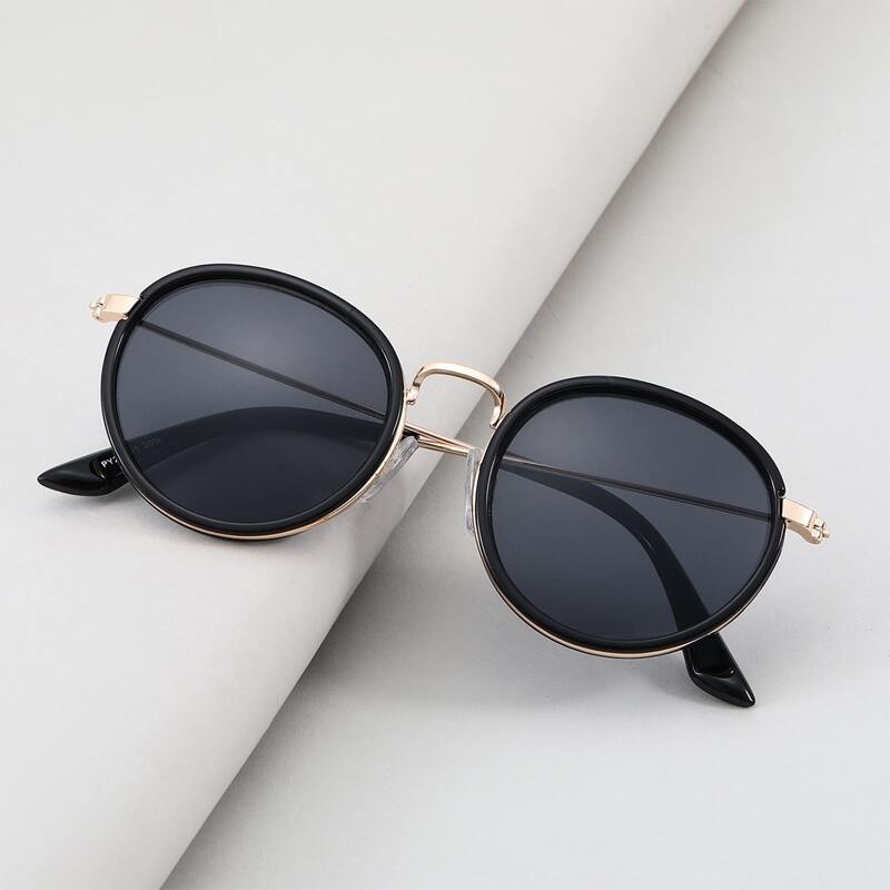 

Guys Round Frame Sunglasses, Black
