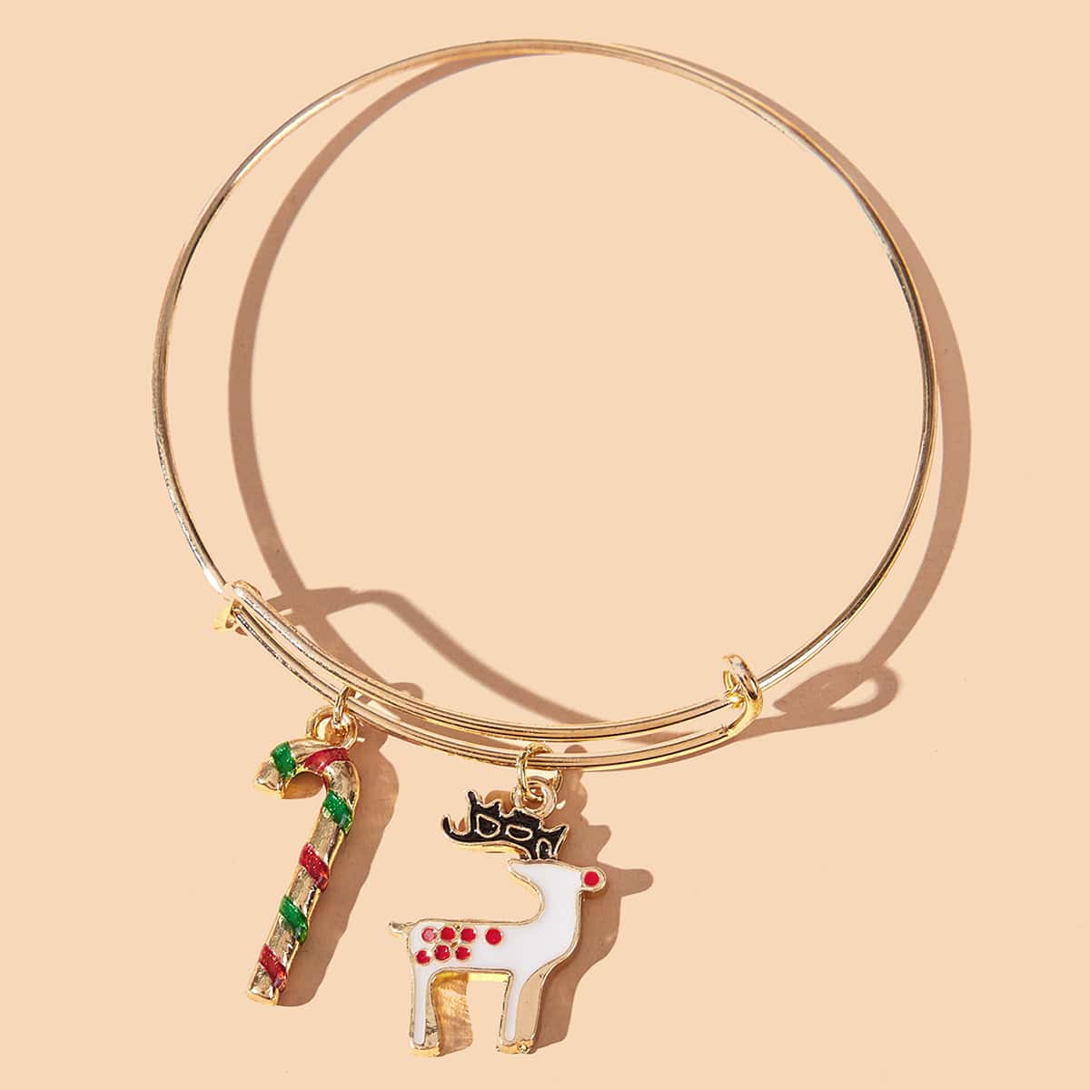 

Christmas Reindeer Bangle Bracelet, Gold