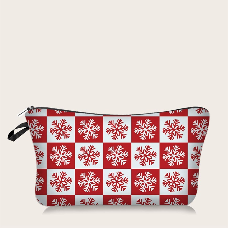 

Christmas Snowflake Makeup Bag, Red and white