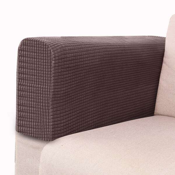 

2pcs Plain Sofa Armrest Cover, Coffee brown