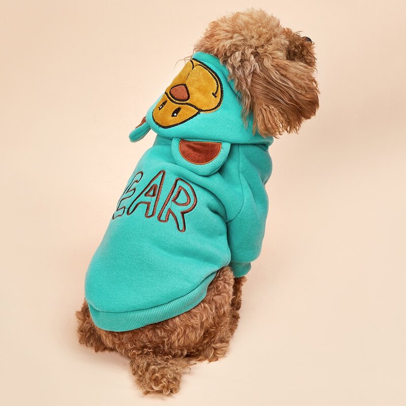 

Cartoon Graphic Dog Hoodie, Blue