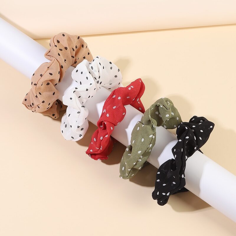 

5pcs Polka Dot Scrunchie, Multicolor