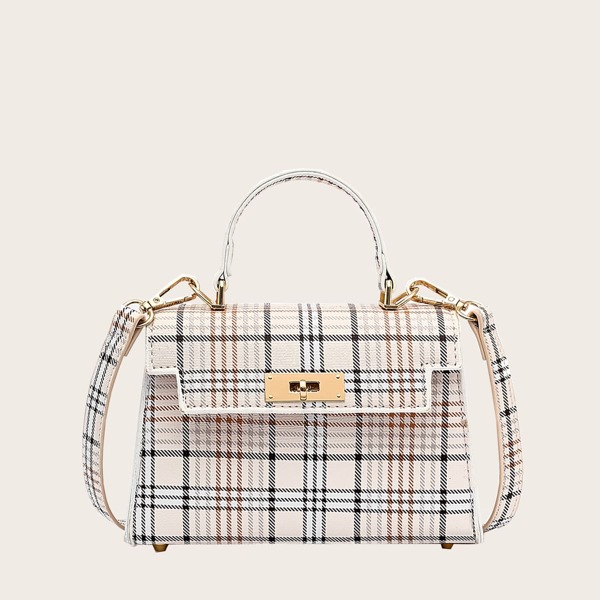 

Plaid Satchel Bag, Multicolor