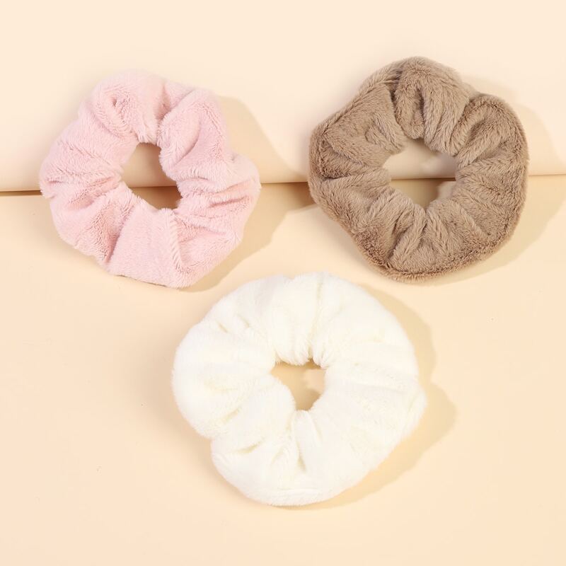 

3pcs Fluffy Scrunchie, Multicolor