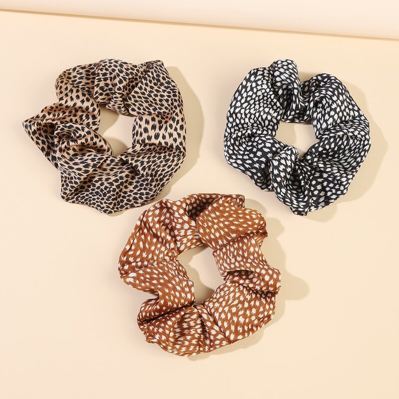 

3pcs Leopard Pattern Scrunchie, Multicolor