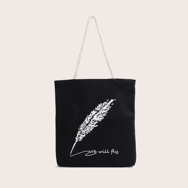 

Feather Graphic Toe Bag, Black