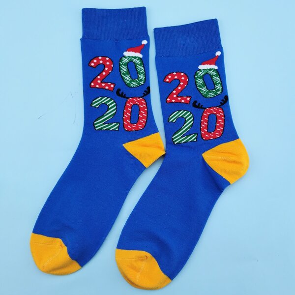 

Christmas Color Block Socks, Blue
