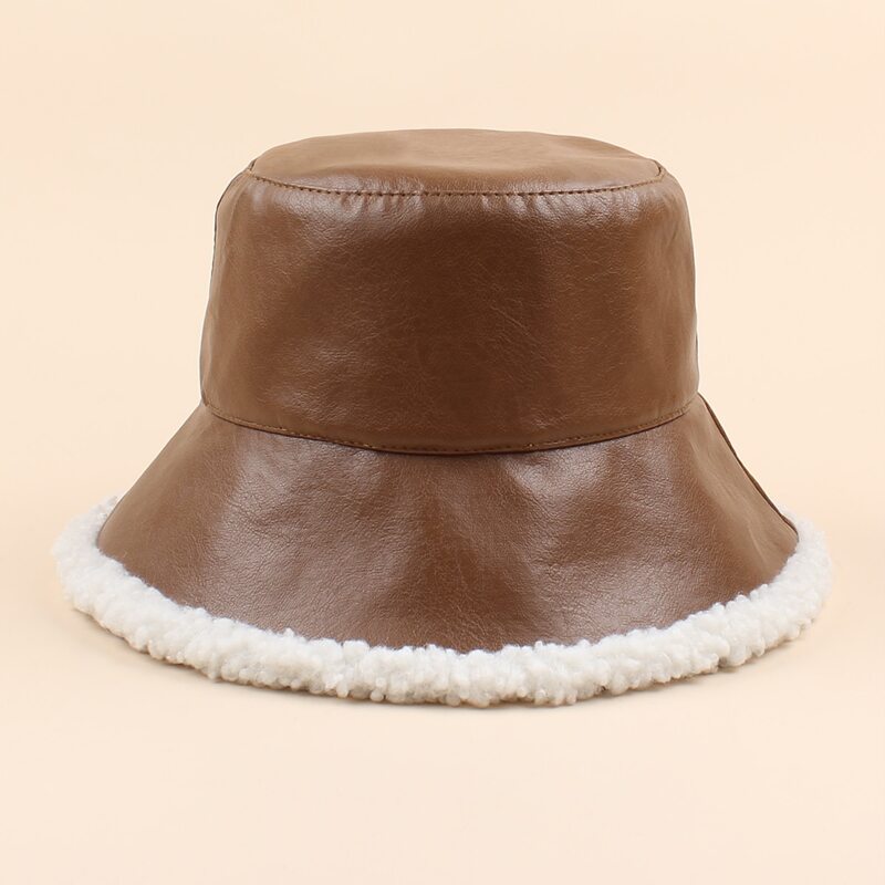 

PU Leather Bucket Hat, Coffee brown
