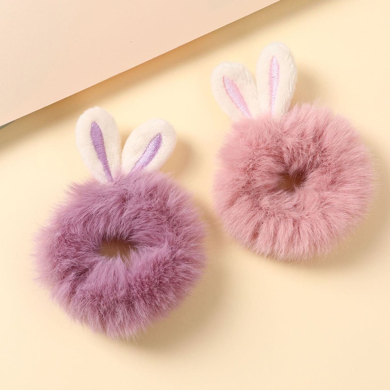

2pcs Ear Decor Fluffy Scrunchie, Multicolor