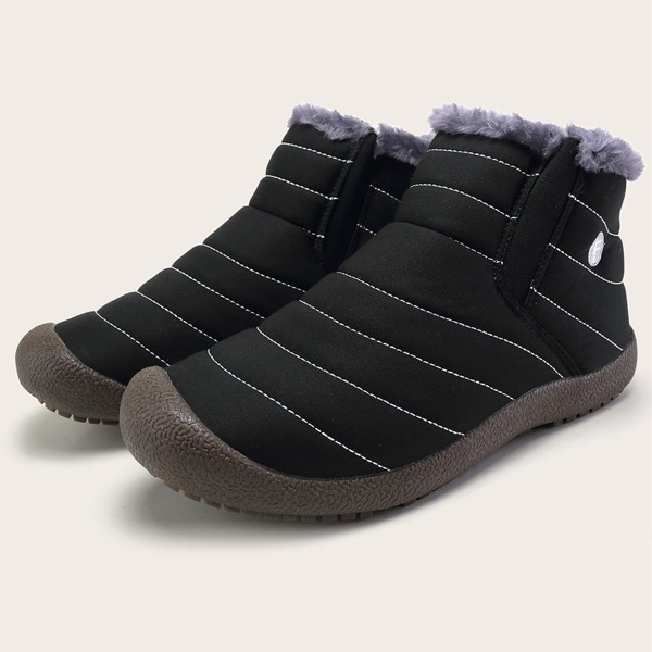 

Men Stitch Detail Warm Ankle Boots, Black