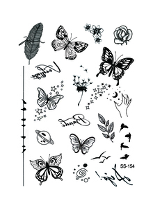 1sheet Butterfly Pattern Tattoo Sticker - Black - View 5