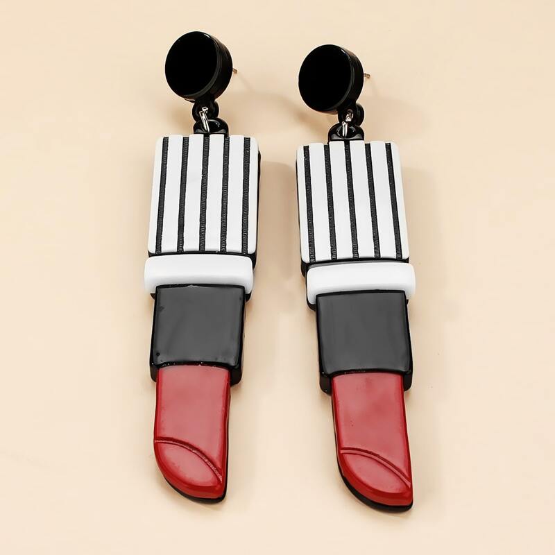 

Lipstick Charm Drop Earrings, Red