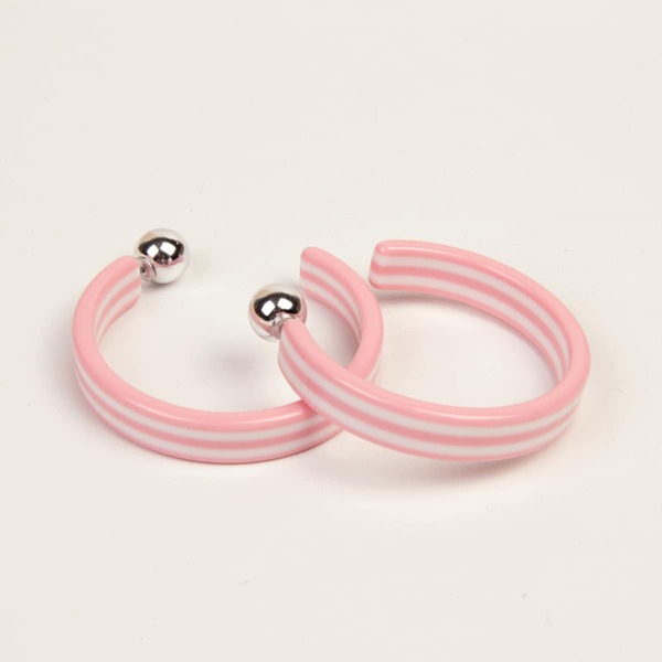 

Striped Pattern Earrings, Pink