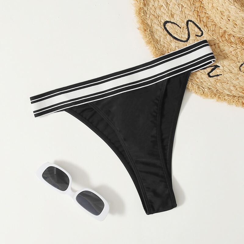 

Stripe Tape Bikini Bottom, Black
