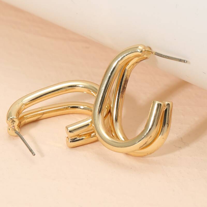 

Hollow Out Hoop Earrings, Gold