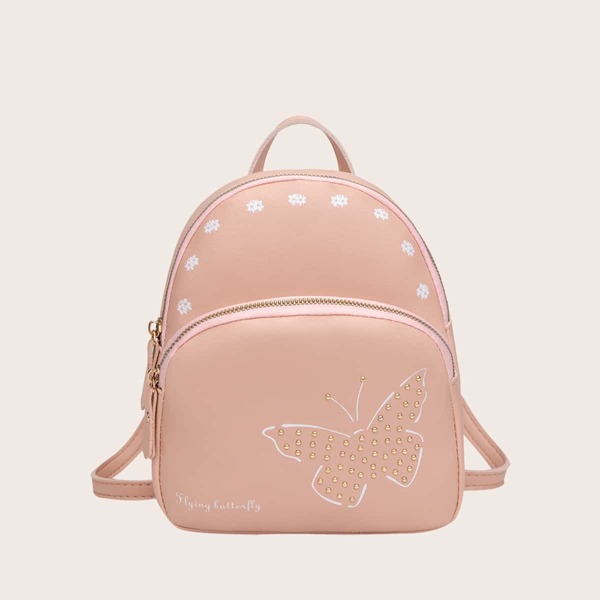 

Floral Studded Decor Backpack, Pink
