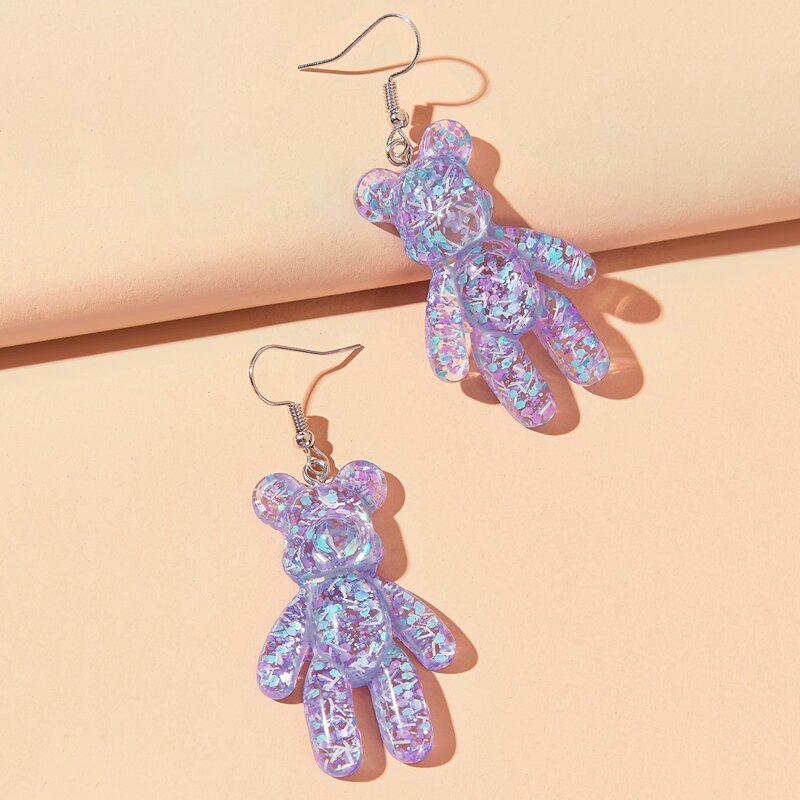 

Sequin Bear Drop Earrings, Purple