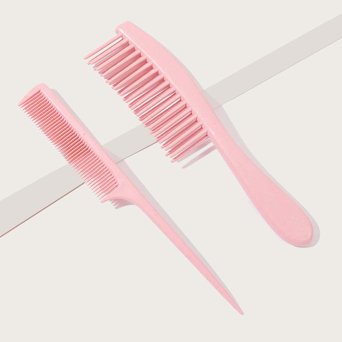 

2pcs Solid Hair Comb, Pink