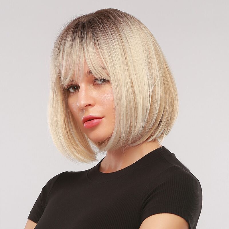

Natural Short Wig With Bangs, Gold