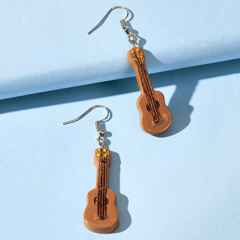 

Guitar Drop Earrings, Coffee brown