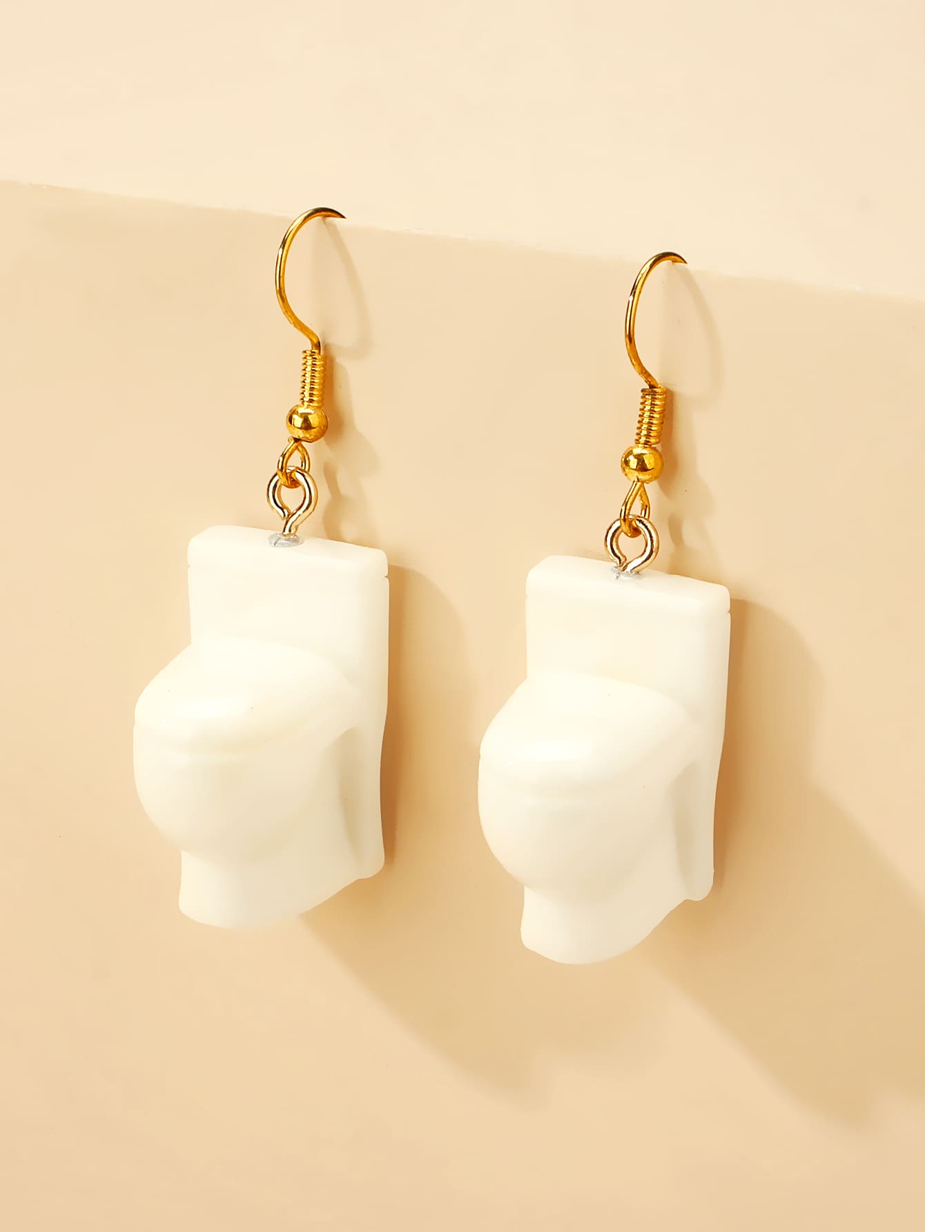 Toilet Charm Drop Earrings - White - View 1