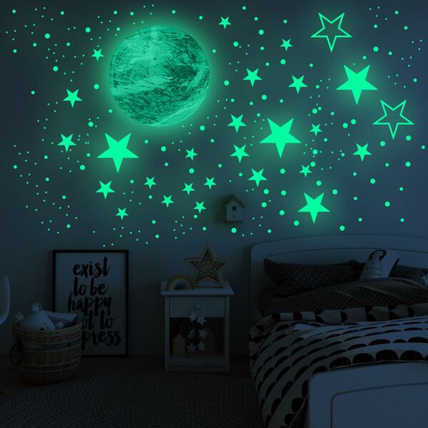 

Kids Planet & Star Print Luminous Wall Sticker, Multicolor