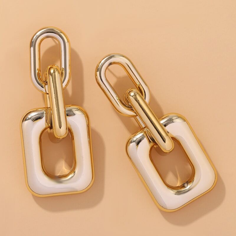 

Geo Link Drop Earrings, Gold