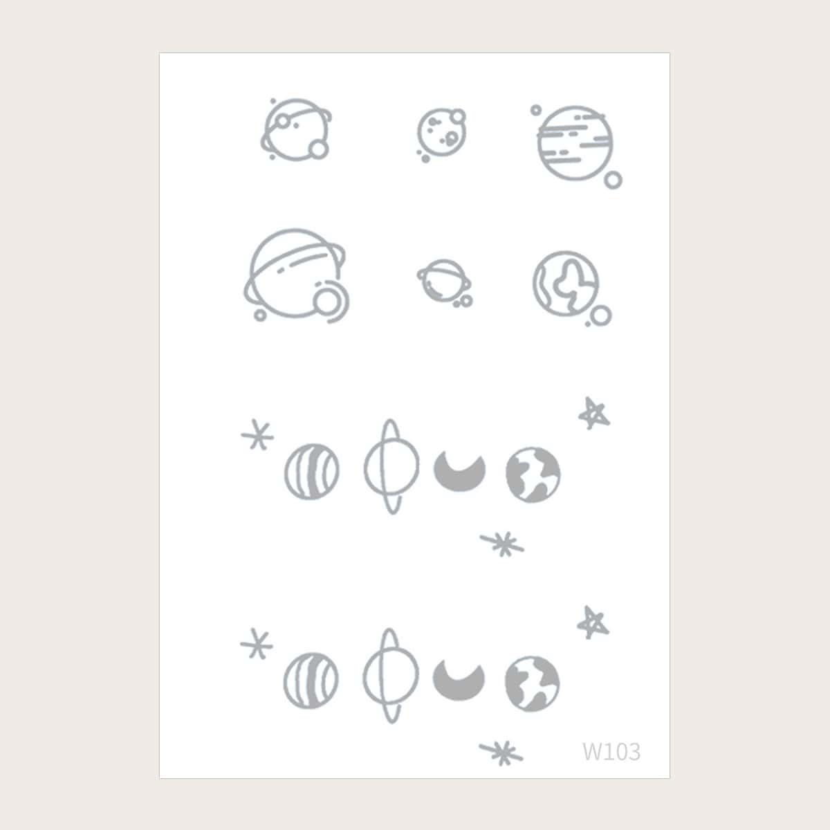 

1sheet Planet Tattoo Sticker, Blue