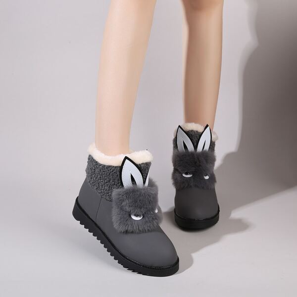 

Cartoon Decor Fluffy Boots, Grey