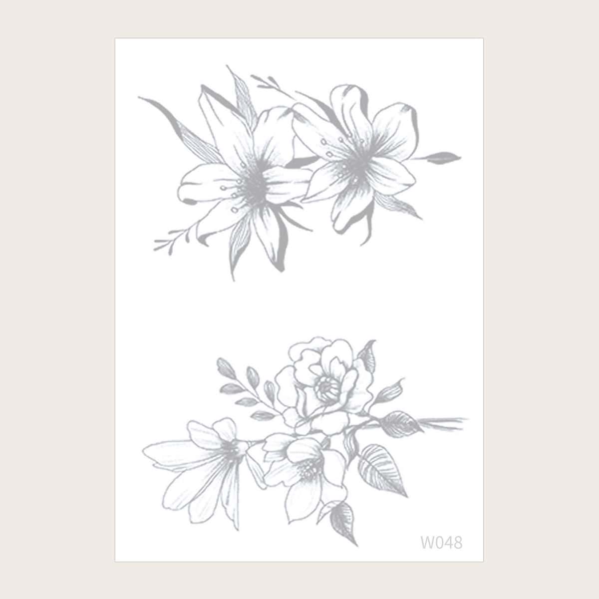 

1sheet Flower Pattern Tattoo Sticker, Blue