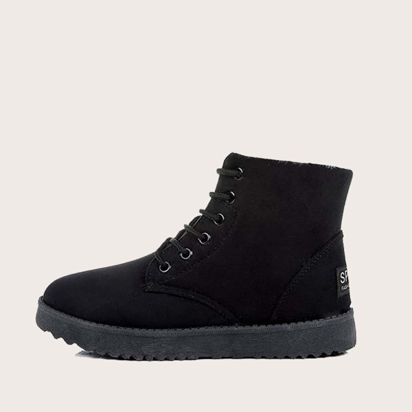 

Lace-up Front Ankle Boots, Black