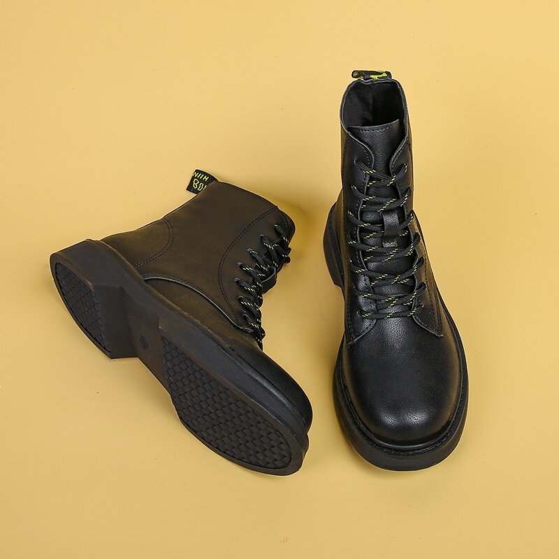 

Lace-up Front Combat Boots, Black