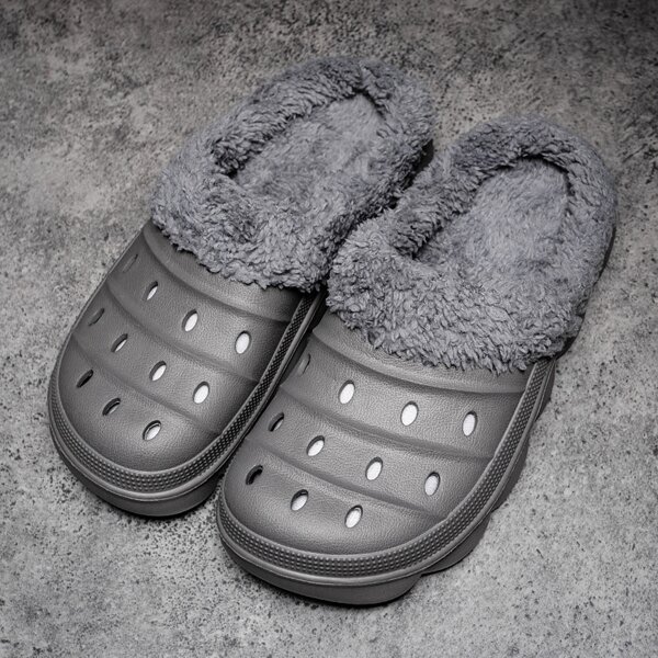 

Men Hollow Out Fluffy Slippers, Grey
