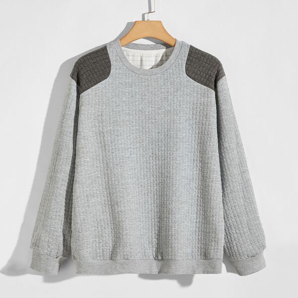 

Men Contrast Panel Sweatshirt, Light grey