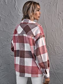 Sobrecamisa amplia con bolsillo con solapa de cuadros - Multicolor - Ver 2
