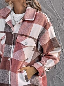 Sobrecamisa amplia con bolsillo con solapa de cuadros - Multicolor - Ver 3