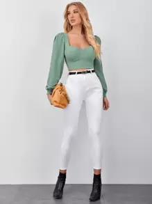 Firerie 甜心领泡泡袖短款上衣