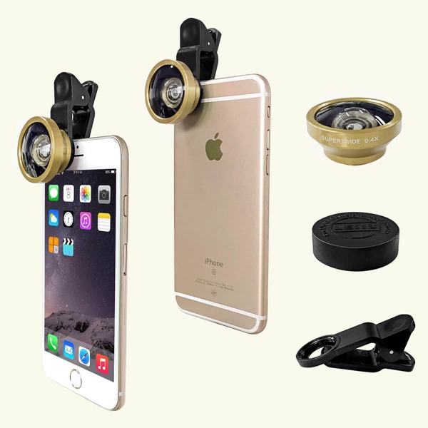 

Wide Angle Macro Fisheye Lens Kit With Clip, Gold
