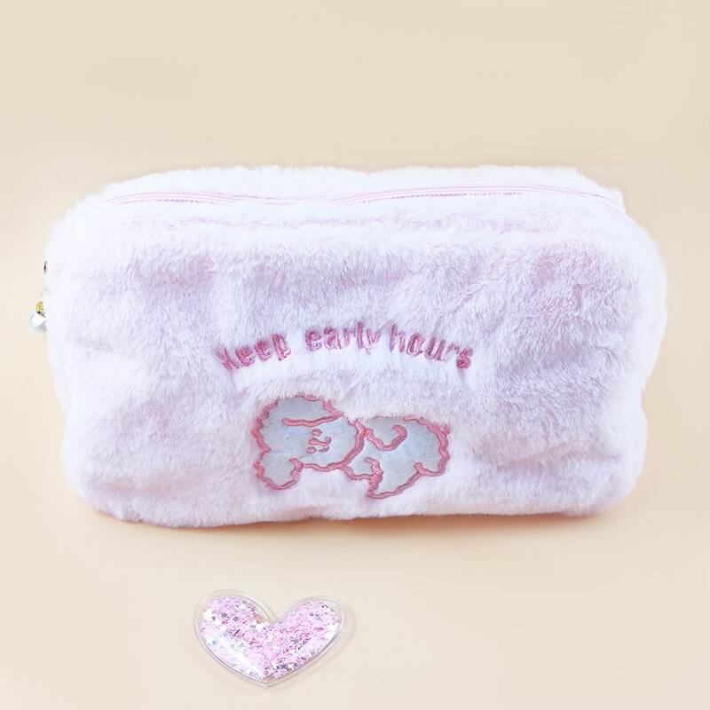 

Cartoon Plush Pencil Bag, Pink